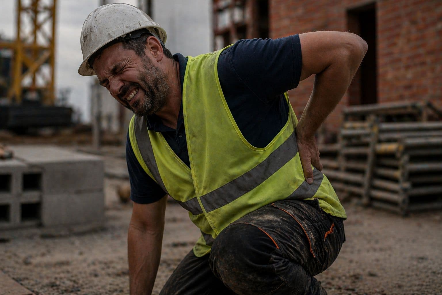 Worker standing outdoors near a construction site